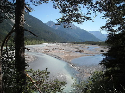 River "Lech" near Stanzach, Austria This photo is taken in the Lechvalley in Austria. I only had a small pocket camera with me at the time. The water is in real also a bit milky blue, because the ice just melted before it reached this river. Austria,Geotagged,Lechtal