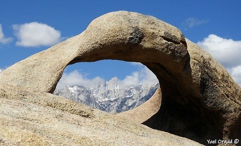 Mount Whitney through Mobius Arch taken from the Mobius Arch in Alabama Hills, I guess this is a classic and there are millions of shots just like this - but it really is amazing, to look at Mount Whitney (the highest point at the "lower 48" in the US) through this arch.  Alabama Hills,California,Geotagged,Mobius arch,Spring,United States