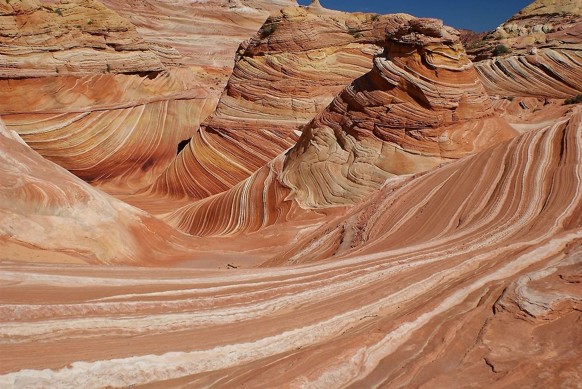 The Wave - North Coyote Buttes This is wind sculpted Navajo sandstone.  There is now a lot of information online.  <br />
 <a href="https://www.thewave.info/" rel="nofollow">https://www.thewave.info/</a> Arizona,Navajo Sandstone,North Coyote Buttes,The Wave