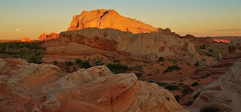 White Pocket, Vermilion Cliffs - Sunrise With the full moon setting here against the sunrise, this was amazing! Arizona,Fullmoon,Pink Sunrise,Vermilion Cliffs,White Pocket