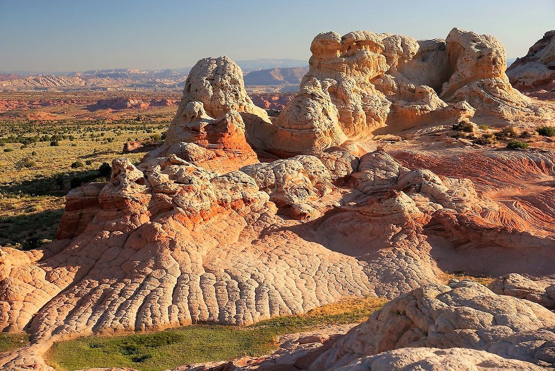 The Ice Cream Sundaes at White Pocket Magical colours and evidence of the thunderstorms as some new grass appears Arizona,Vermilion Cliffs,White Pocket