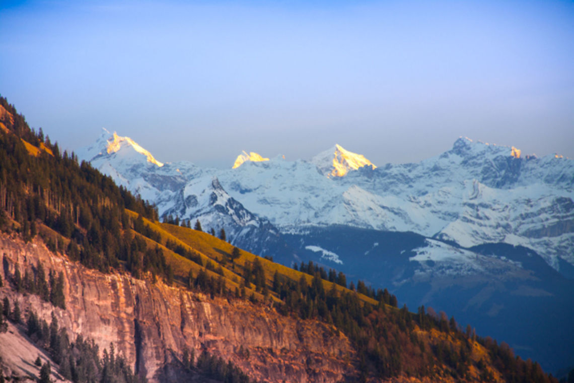 Peaked Sunlight Loved the way the sun hit these three peaks near Lucerne Geotagged,Switzerland