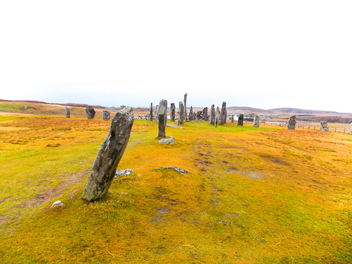 Callanish - Callanais Stones - Isle of Lewis The Callanish Stones are an arrangement of standing stones placed in a cruciform pattern with a central stone circle. They were erected in the late Neolithic era Callanais,Callanish,Geotagged,Isle of Lewis,Summer,United Kingdom