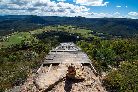 Looking Down at the Kanimbla Valley Disused hang gliding/parasailing runway from Mt Blackheath to the Kanimbla Valley below. It has been replaced. Australia,Fall,Geotagged