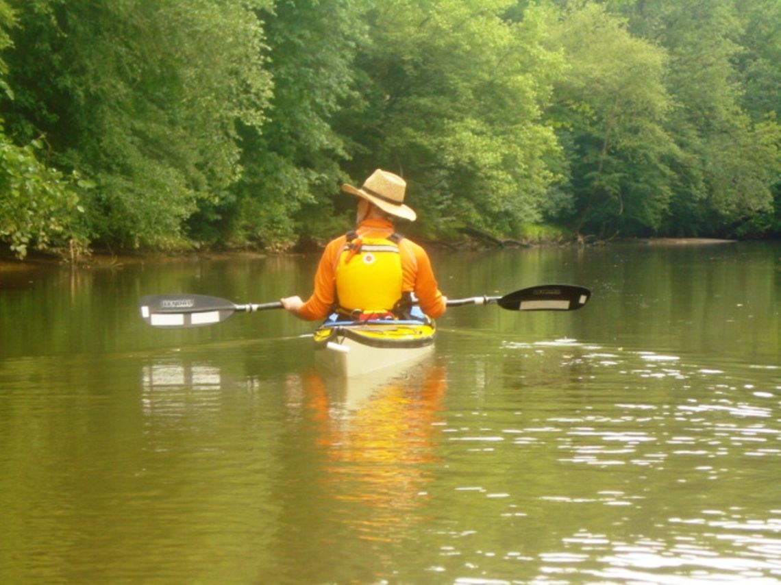 DSC02939 my dad paddling down the Patuxent Patuxent,kayak,river,trees