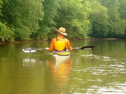 DSC02939 my dad paddling down the Patuxent Patuxent,kayak,river,trees