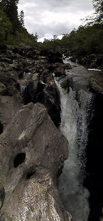 Waterfall Scottish River Waterfall. This is actually a composite image made of of three parts and stitched together. River,Waterfall