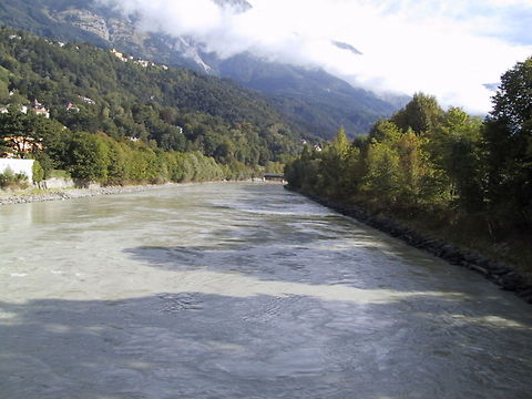 River Inn in full flood The River Inn in Innsbruck, Austria, in full flood after heavy rains. Taken after the rains in 2005 which decimated the Tyrol region. River