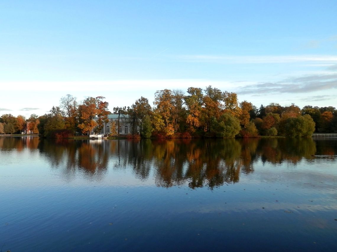 Autumn reflections The lake of Catherine Palace in Pushkin (Tsarskoye Selo), Russia. There were a few Mallard ducks, but there is probably only one in this frame and it is hard to see it. Geotagged,Russia,lake