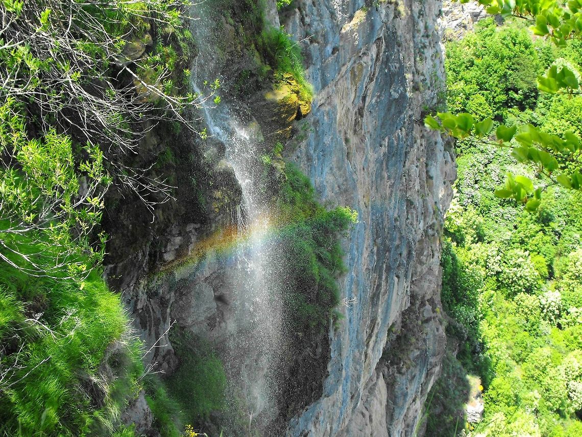 Rainbow over the waterfall Skaklia Waterfall Bulgaria,Geotagged,Waterfall