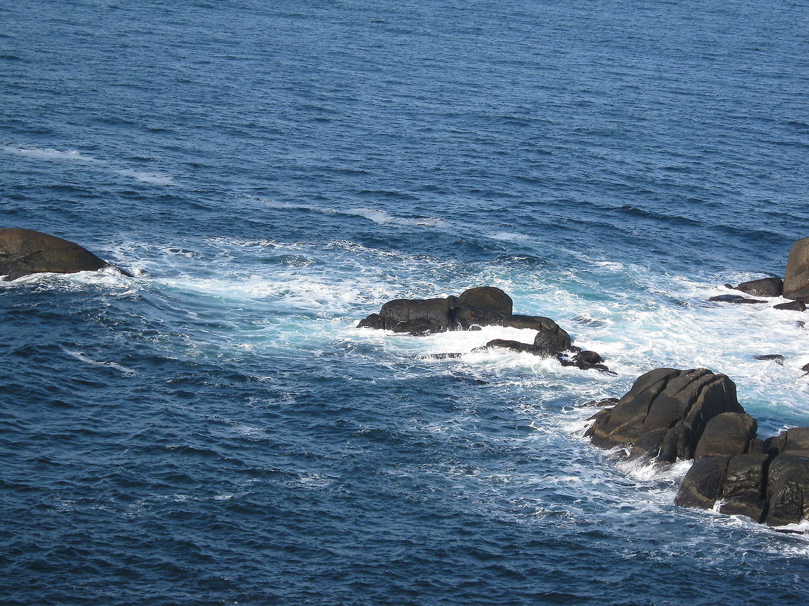 Wild forces of sea hitting the rocks This picture is taken from Kr&aring;kenes lighthouse, located at the island V&aring;gs&oslash;y, in Sogn og Fjordane county, Norway. Atlantic Ocean,Geotagged,Kr&aring;kenes lighthouse,Norway