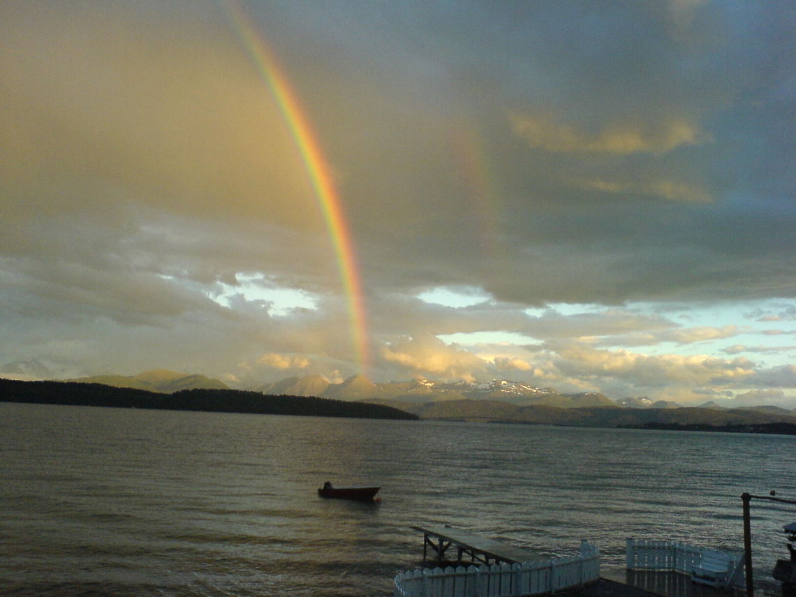 At the end of a Rainbow you find gold The fjord you see on this picture is called Fannefjorden, and is located by a city called Molde, in M&oslash;re og Romsdal county of Norway. Fannefjorden,Fjord,Geotagged,Landscapes,Norway,Rainbows,fjords,landscape,nature