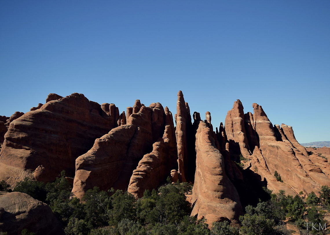 Devil's Garden Spires These rock spires can be seen along the Devil&#039;s Garden Trail loop. This trail was one of the most difficult trails to hike and follow that I have ever completed. I am sure the arid desert heat didn&#039;t help, but this trail was TOUGH! But fun :) Arches National Park,Geotagged,United States,Utah