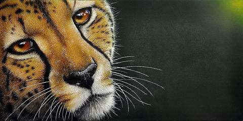 Cheetah painting 12 x 24, inks on wood board, 2010 Acinonyx jubatus,Africa,Big Cats,Cheetah,Mammalia,art
