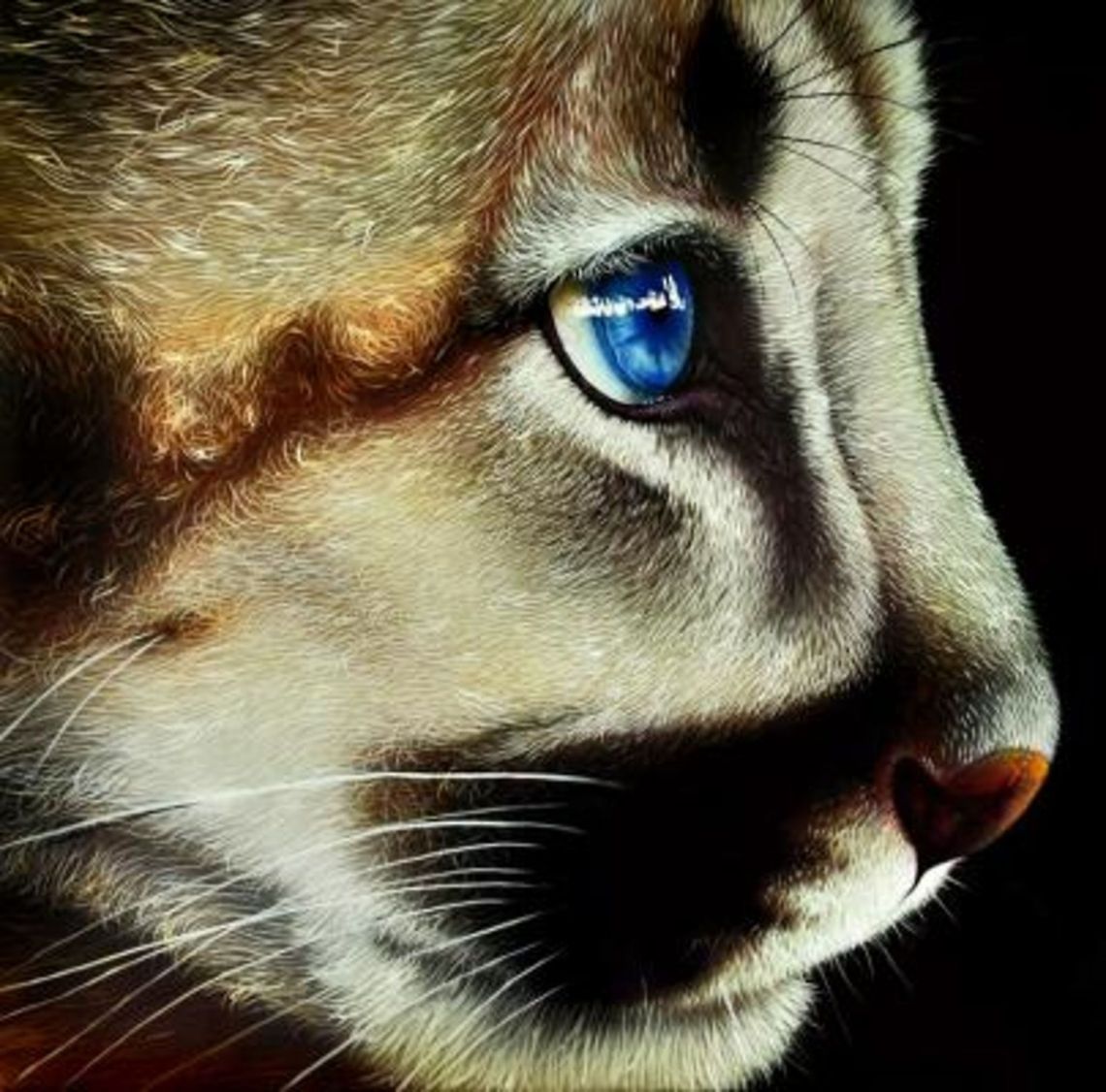 Cougar Cub painting 12 x 12, inks on wood board, 2010 Baby,Big Cats,Cougar,North America,Puma concolor,art