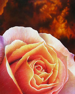 Rose fire flower painting Beautiful rose flower painting, 24x30 inks on canvas Flowers,Rosa