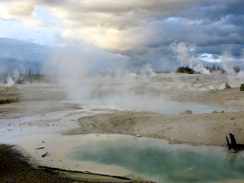 Fumerol Landscape Dramatic landscape view of Fumerols at Yellowstone breath an alien atmosphere. Landscapes,Wyoming,Yellowstone National Park