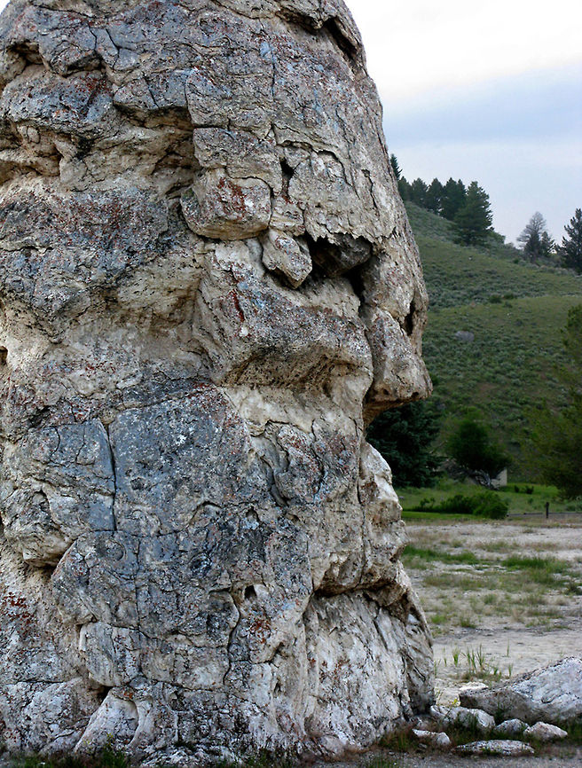 Lava Swell face structure Lava has formed a structure in Yellowstone that appears to be a face when looked at from the side. Landscapes,Wyoming,Yellowstone National Park