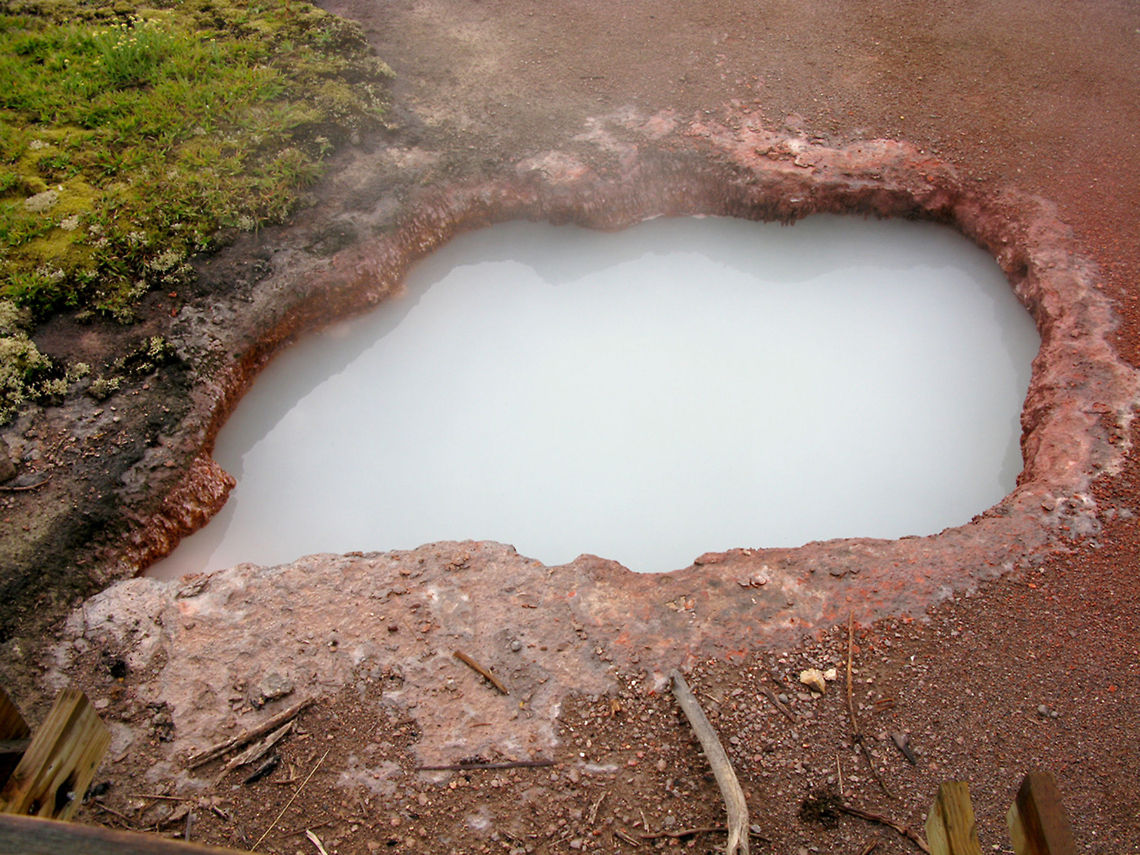 Yellowstone Milk Pool A strange, mily white fluid steams from its red rock surroundings. Landscapes,Wyoming,Yellowstone National Park