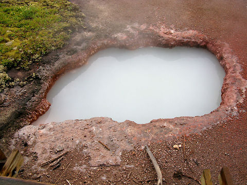 Yellowstone Milk Pool A strange, mily white fluid steams from its red rock surroundings. Landscapes,Wyoming,Yellowstone National Park