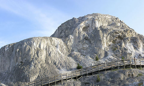 Entering Mammoth Hot Springs A man-made bridge brings access to the Mammot Hot Springs at Teton National Park, Wyoming. Landscapes,Wyoming,Yellowstone National Park