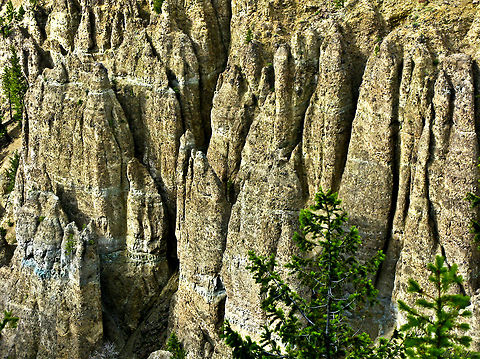 The Towers of Yellowstone Wide landscape view of an impressive rock formation at YellowStone, called the Towers of Yellowstone. Landscapes,Wyoming,Yellowstone National Park