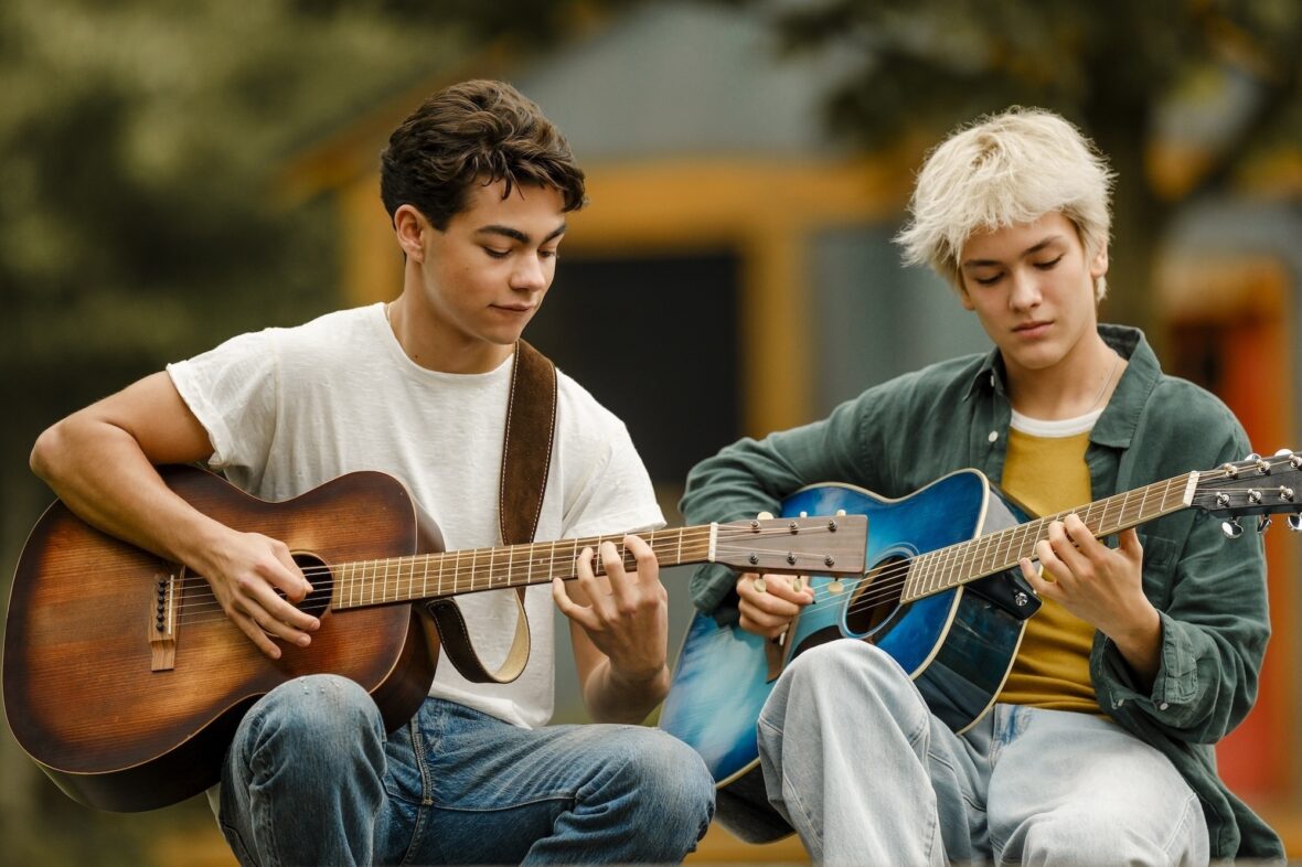 Malachi Barton and Hudson Stone play guitar in Camp Rock 3 still