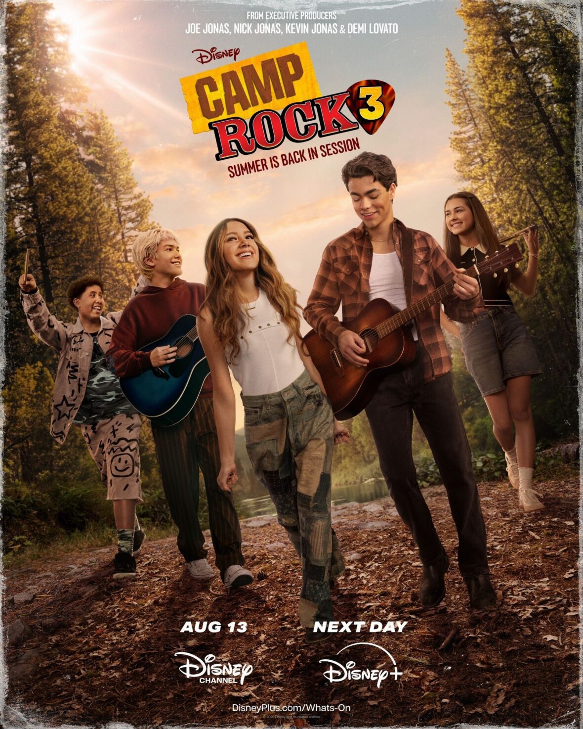 Casey Trotter, Hudson Stone, Liamani Segura, Malachi Barton and Lumi Pollack on new Camp Rock 3 poster