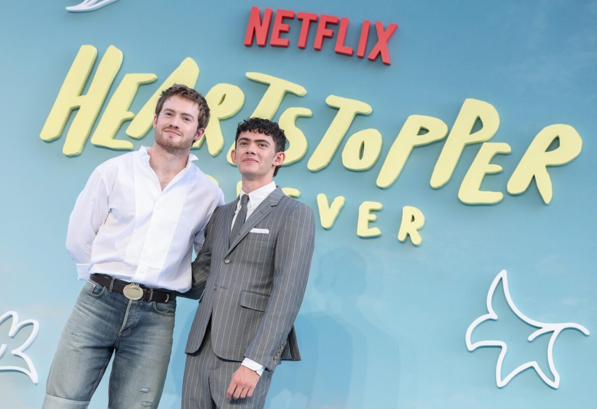 Kit Connor and Joe Locke pose together at the Heartstopper Forever premiere