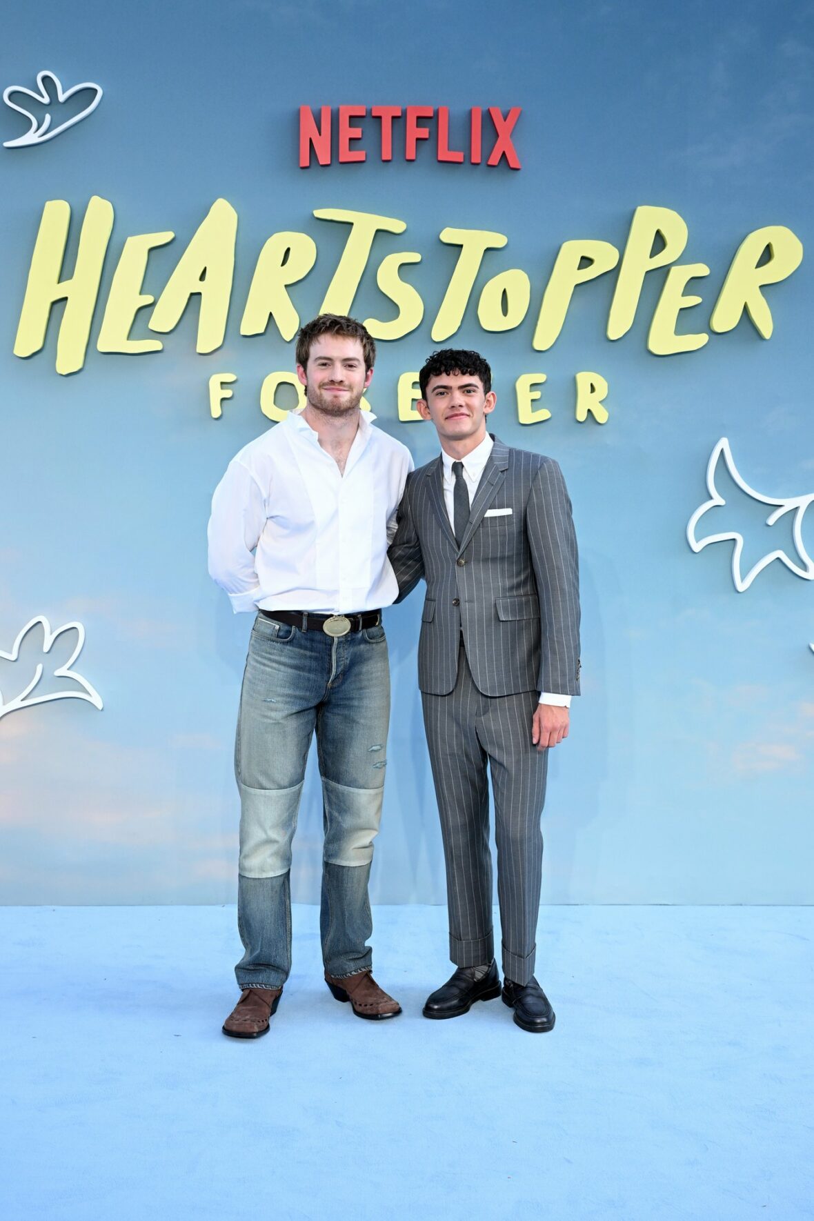 Kit Connor and Joe Locke pose together at the Heartstopper Forever premiere