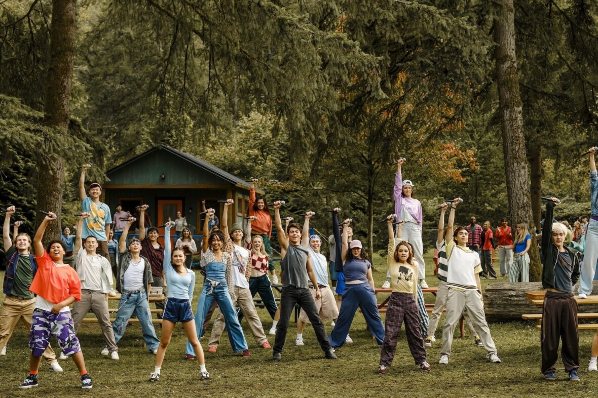Still of Casey Trotter and the cast performing a song in Camp Rock 3