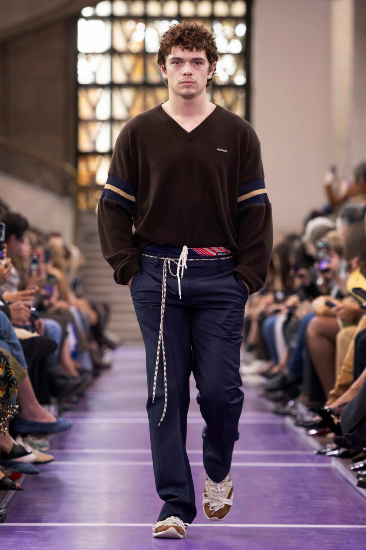 Noah Jupe walks Miu Miu fashion show in Paris