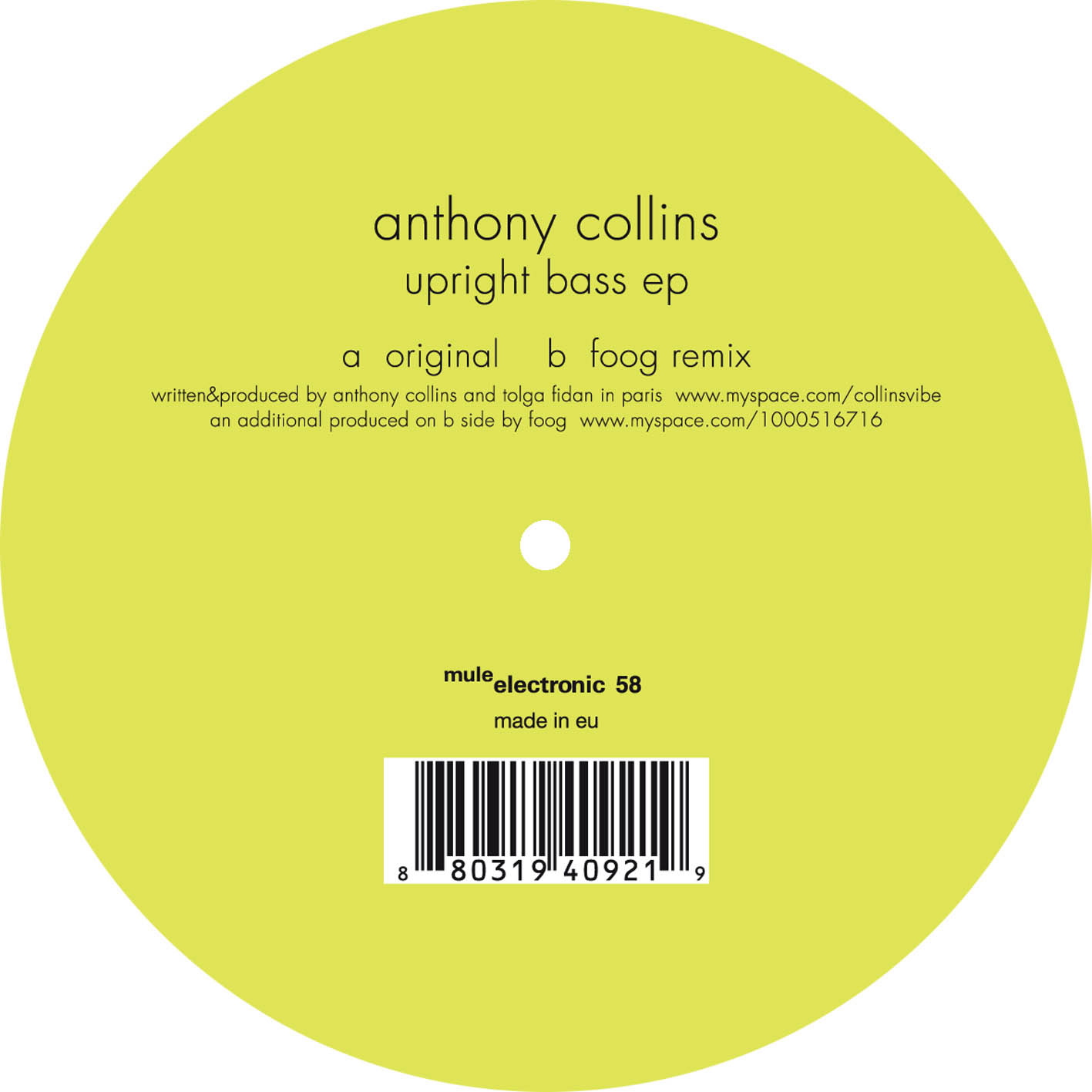 Upright Bass EP by Anthony Collins Kompakt