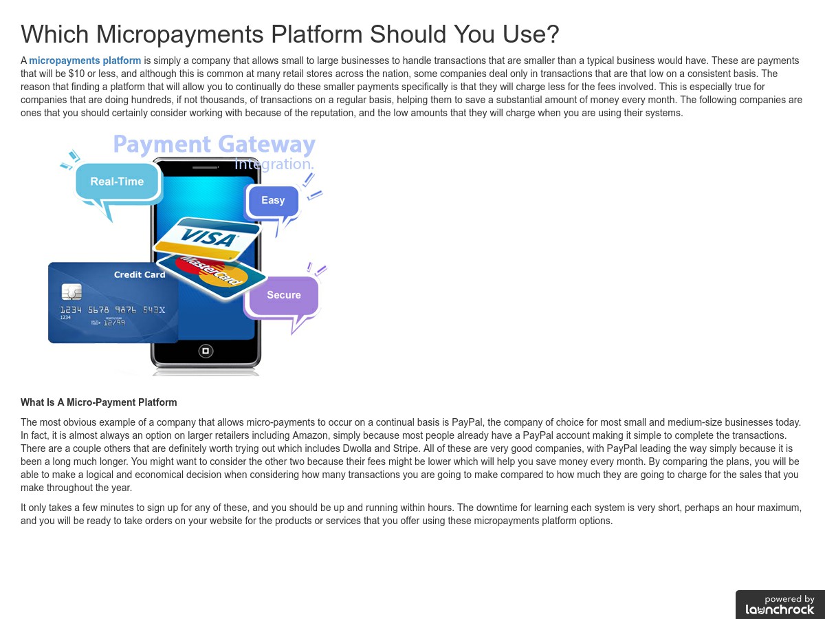 Micropayments Platform