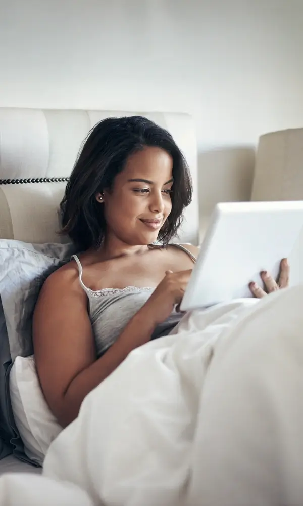 Woman resting in bed