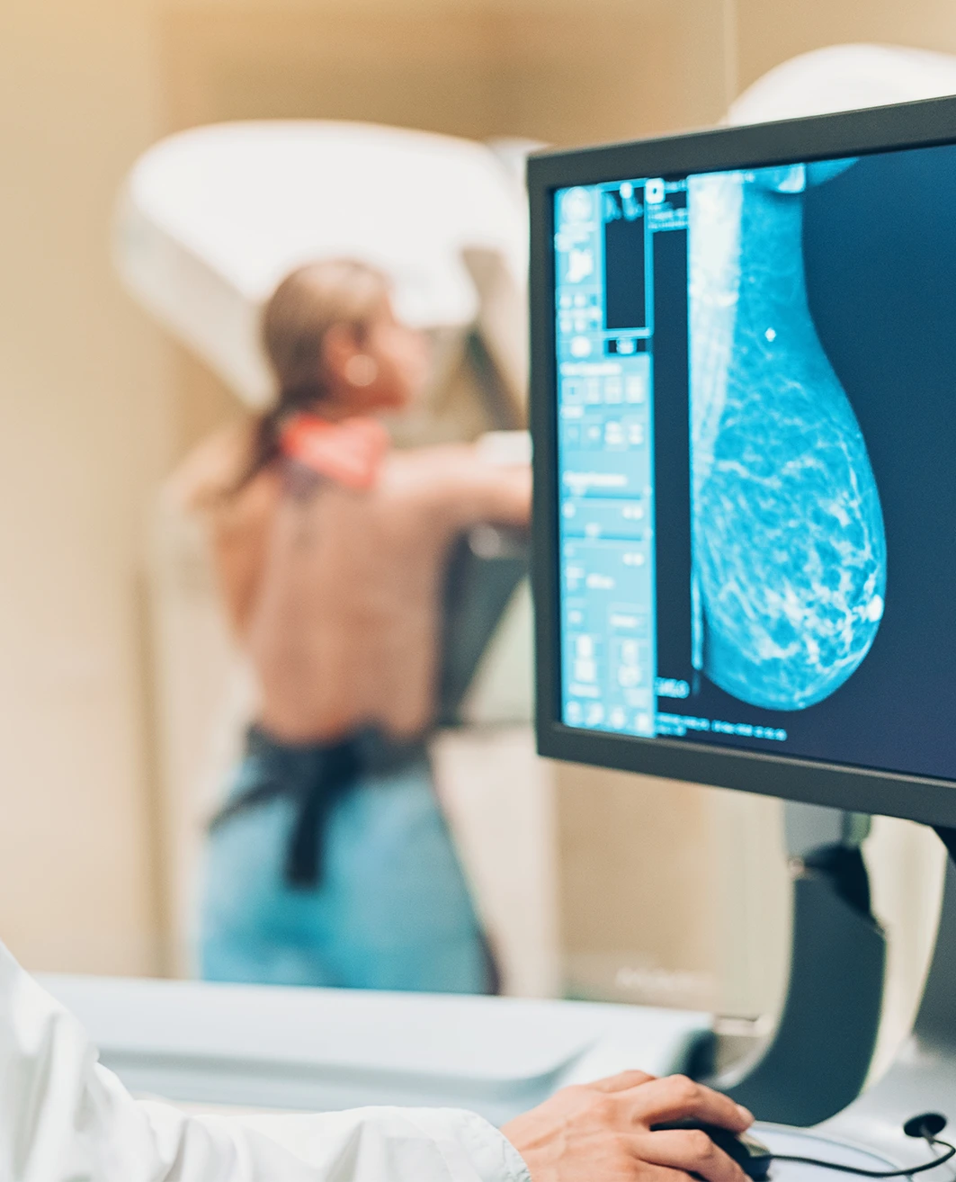Mammogram view in a clinic