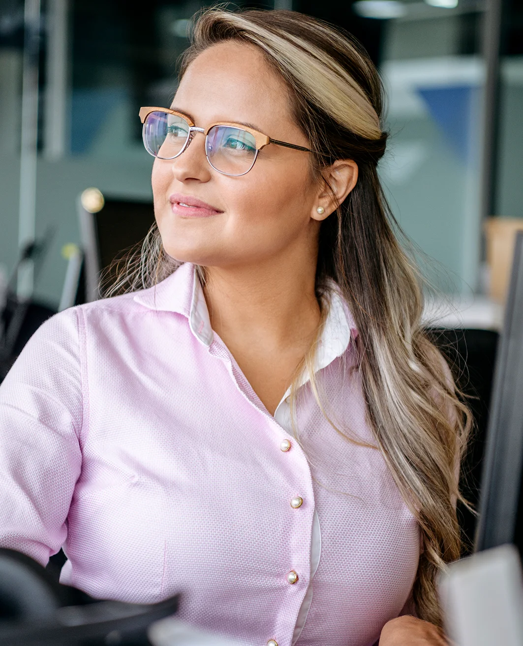 Smiling woman in glasses