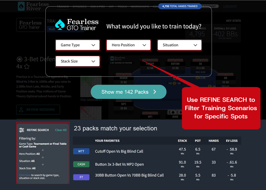 GTO-Trainer-Refine-Search-Function