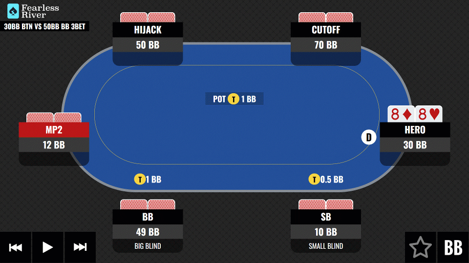 1052-117 30BB Button Call Vs 50BB Big Blind 4x-3-bet - FT-optmzd