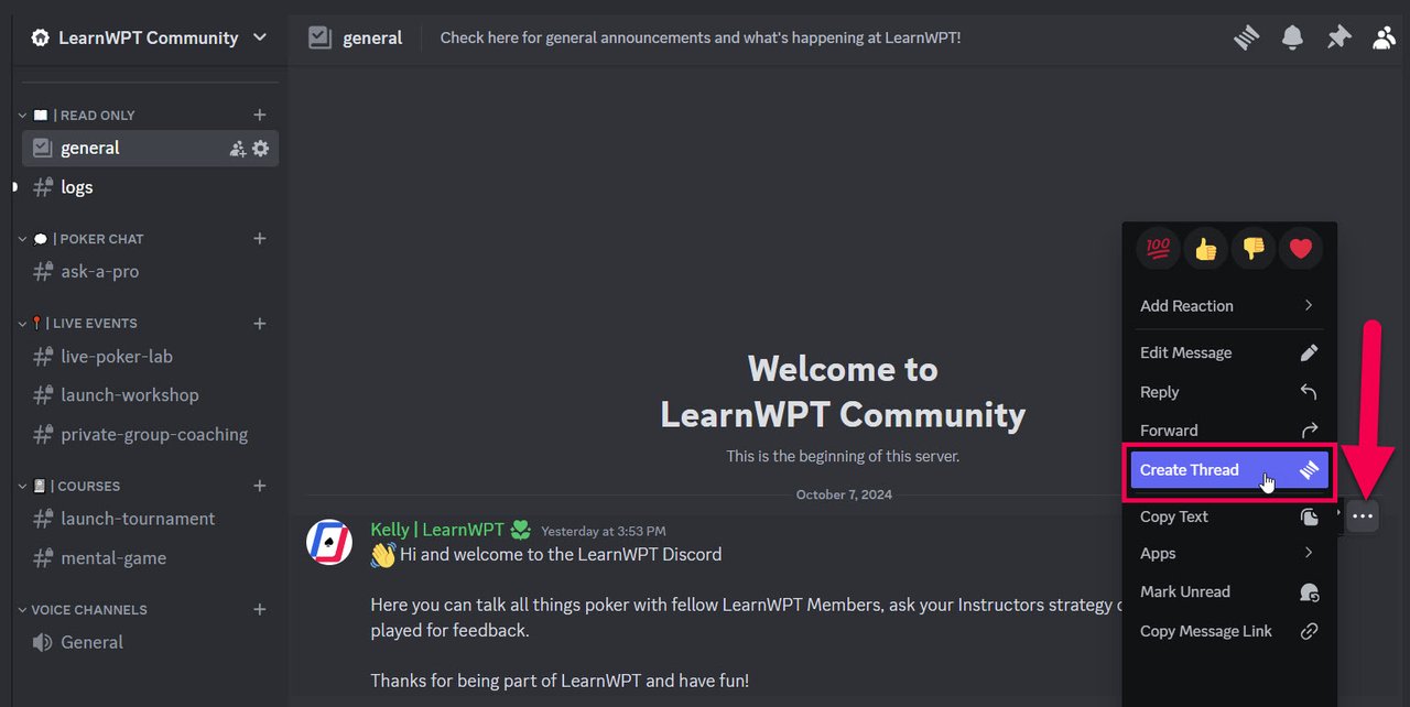 discord - start thread