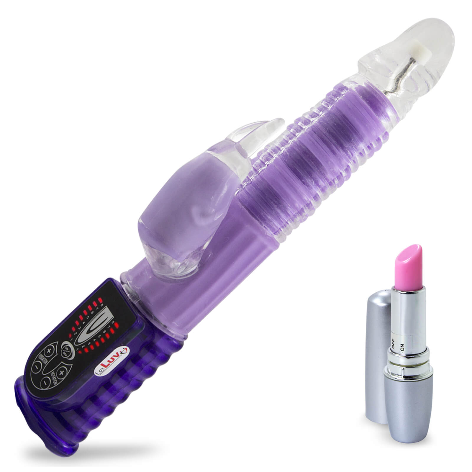 purple rabbit vibrator Double Penetration Rabbit Vibrator with Rotating Shaft main image 1