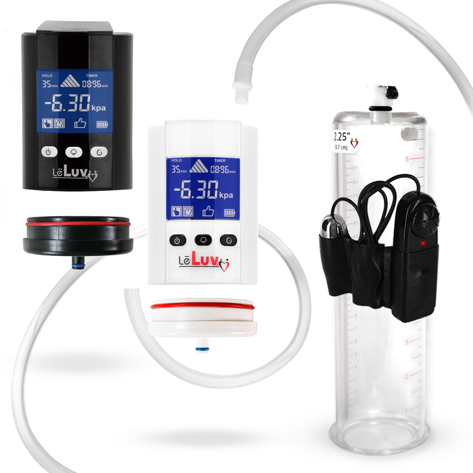 LeLuv iPump Smart LCD Penis Pump with Vibrating Seamless Cylinder Pick Your Size
