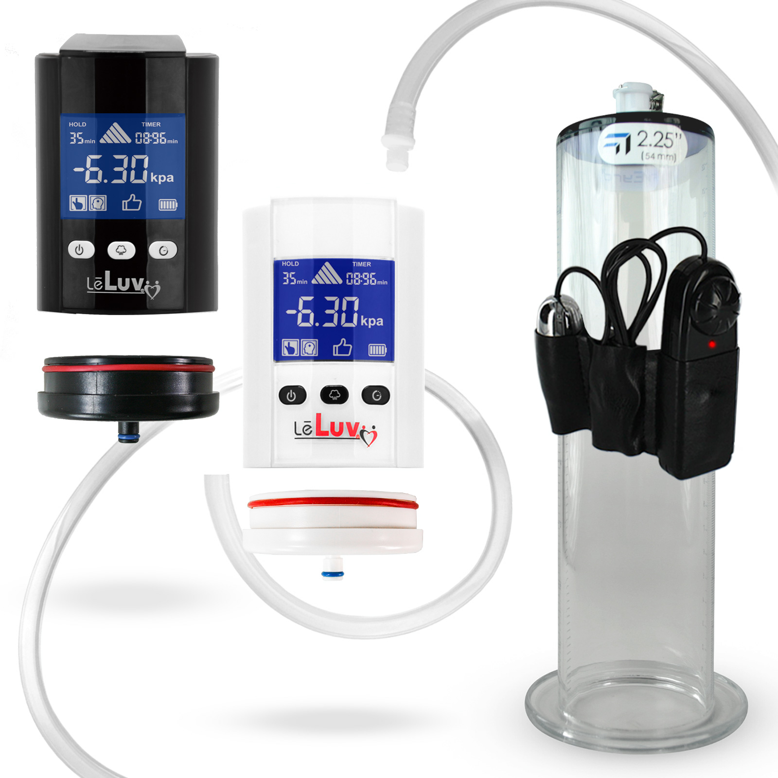 LeLuv iPump Smart LCD Penis Pump with Vibrating Seamless Wide Flange Cylinder