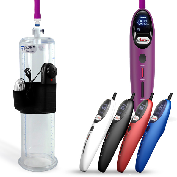 Vibrating Penis Pump Magna Smart LCD 9 or 12 Inch Length Untapered Cylinder Diameter 1.75-2.75