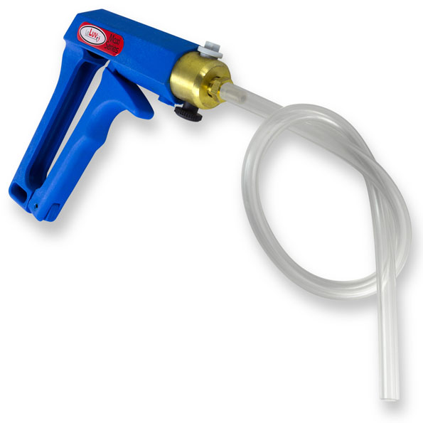 MAXI Blue Pistol Grip Brass Vacuum Pump w/ Clear Hose Picture 1