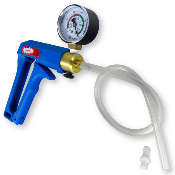 MAXI with Gauge Blue Grip Brass Vacuum Pump Handle w/ Clear Hose Picture 1