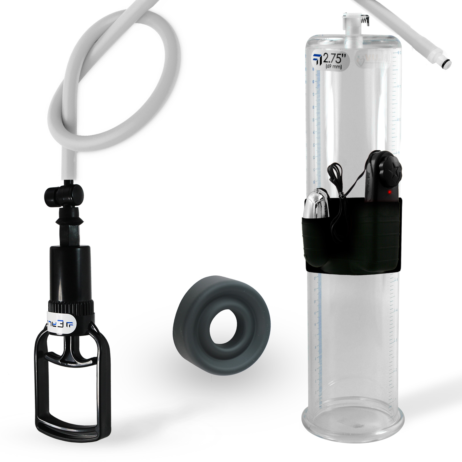 LeLuv TGrip Handle Vibrating Penis Pump 9&Prime; or 12&Prime; Length with Airtight Seal