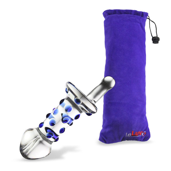 LeLuv Butt Plug Spinner Nubby Juicer Glass with Premium Padded Pouch