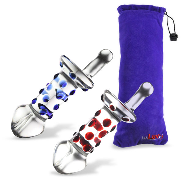 LeLuv Butt Plug Spinner Nubby Juicer Glass with Premium Padded Pouch