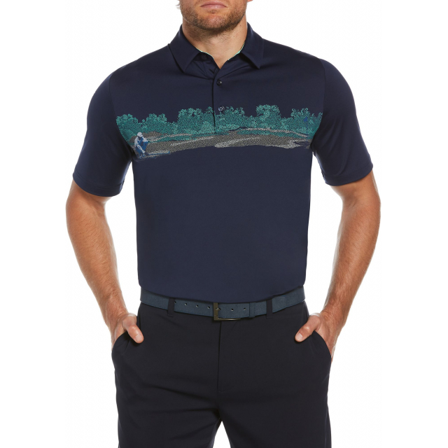 Callaway / Men's Swing Tech Engineered Chest Print Short Sleeve Golf Polo